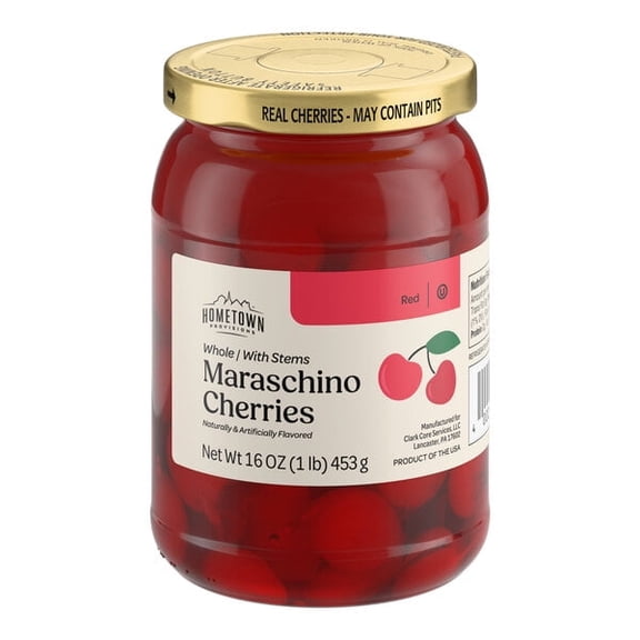 Hometown Provisions Maraschino Cherries with Stems in Syrup, 16 oz