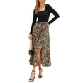 thumbnail image 1 of Vestido Maxi de Patchwork Vintage Inspire Chic para Mujer, Vestido de Fiesta de Cuello Cuadrado, Negro Verde, 1 of 6