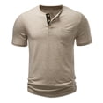 thumbnail image 4 of WIZUTIZ Henley Short Sleeve Shirt for Men Lightweight Casual 3 Button Tees Tops Cotton Classic Work Blend T-Shirts with Pocket, 4 of 5