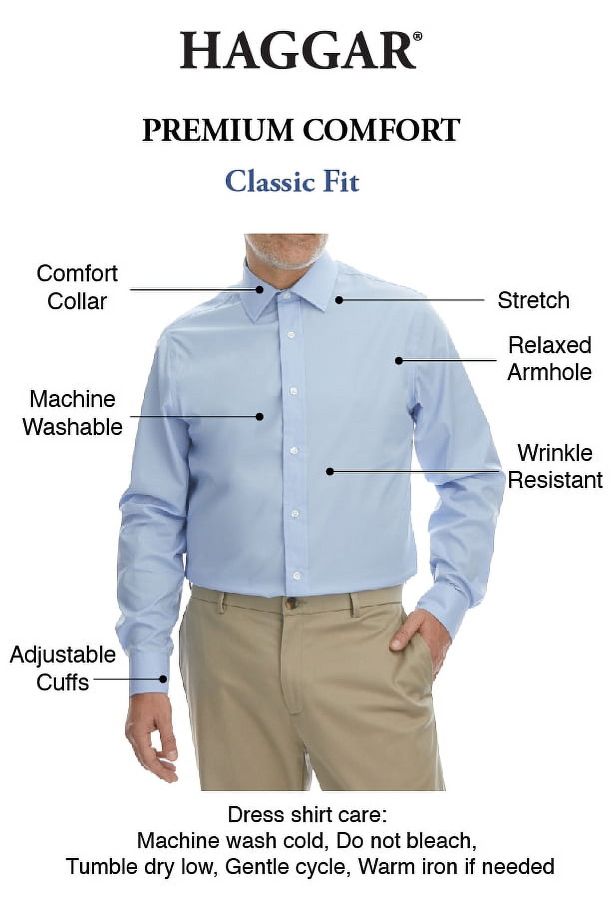 Haggar Premium Comfort Men's Classic Fit Button Up Dress Shirt