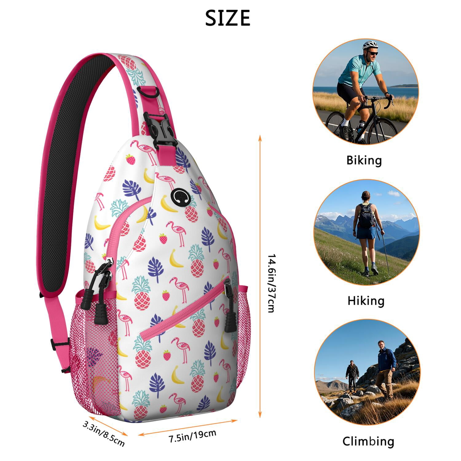 Botanical and Floral Print Sling Backpack, Vintage Crossbody  display picture 2