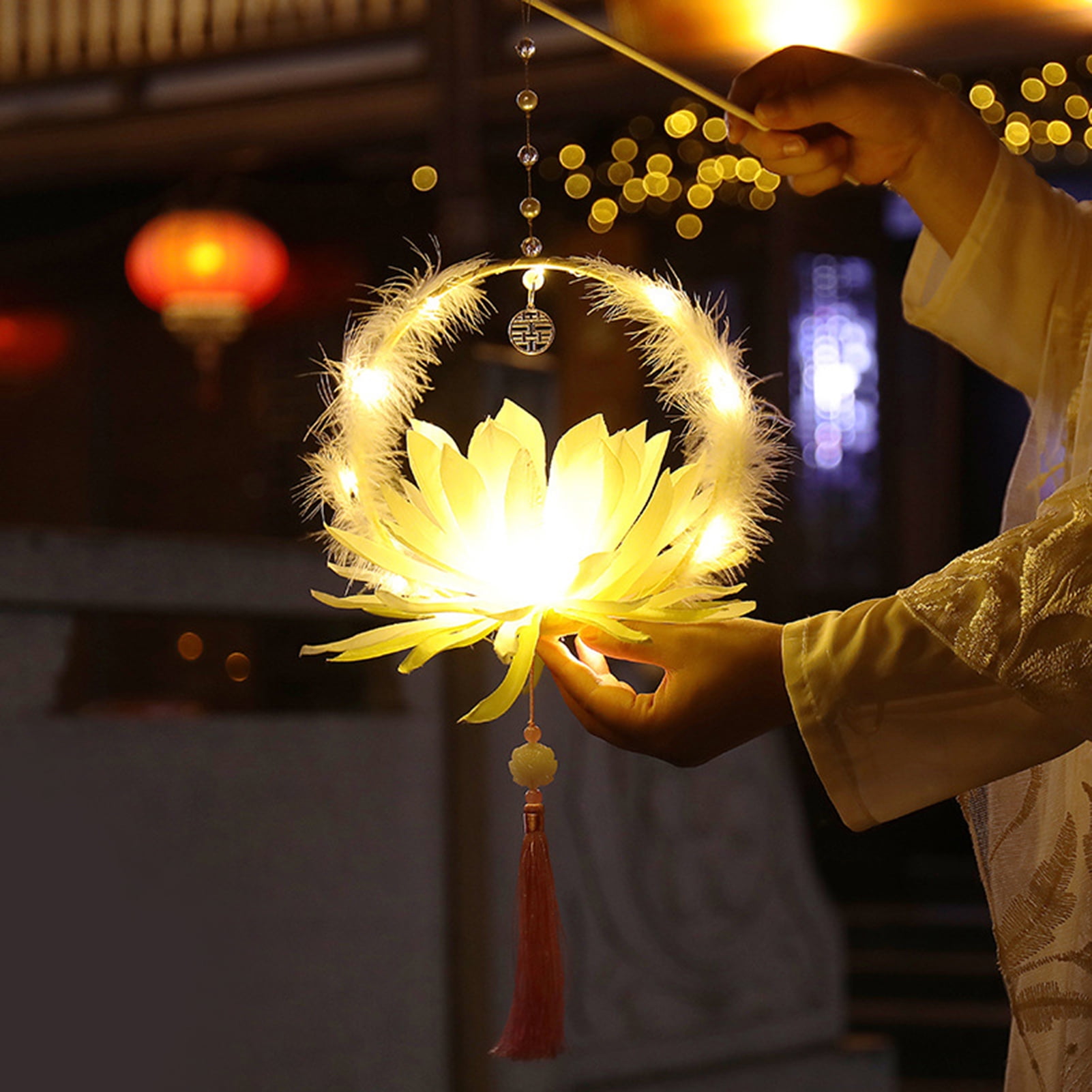 10 pièces multicolore soie lotus lanterne lumière  – Grandado
