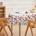 thumbnail image 3 of Valentine Tablecloth 60×84 Inch Oval, Red Hearts Green Plants Washable Table Cover for Party Picnic Dinner Decor, 3 of 6