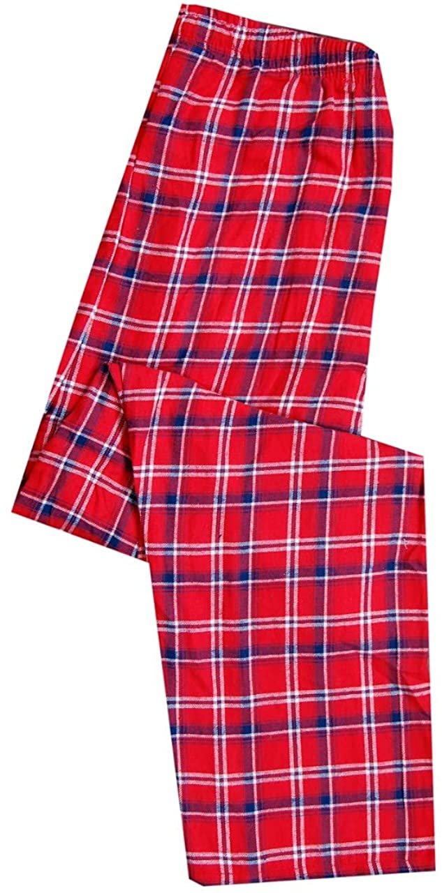 New York Ave Men's Cotton Blend Flannel Pajama Lounge Pants Red Blue,XX