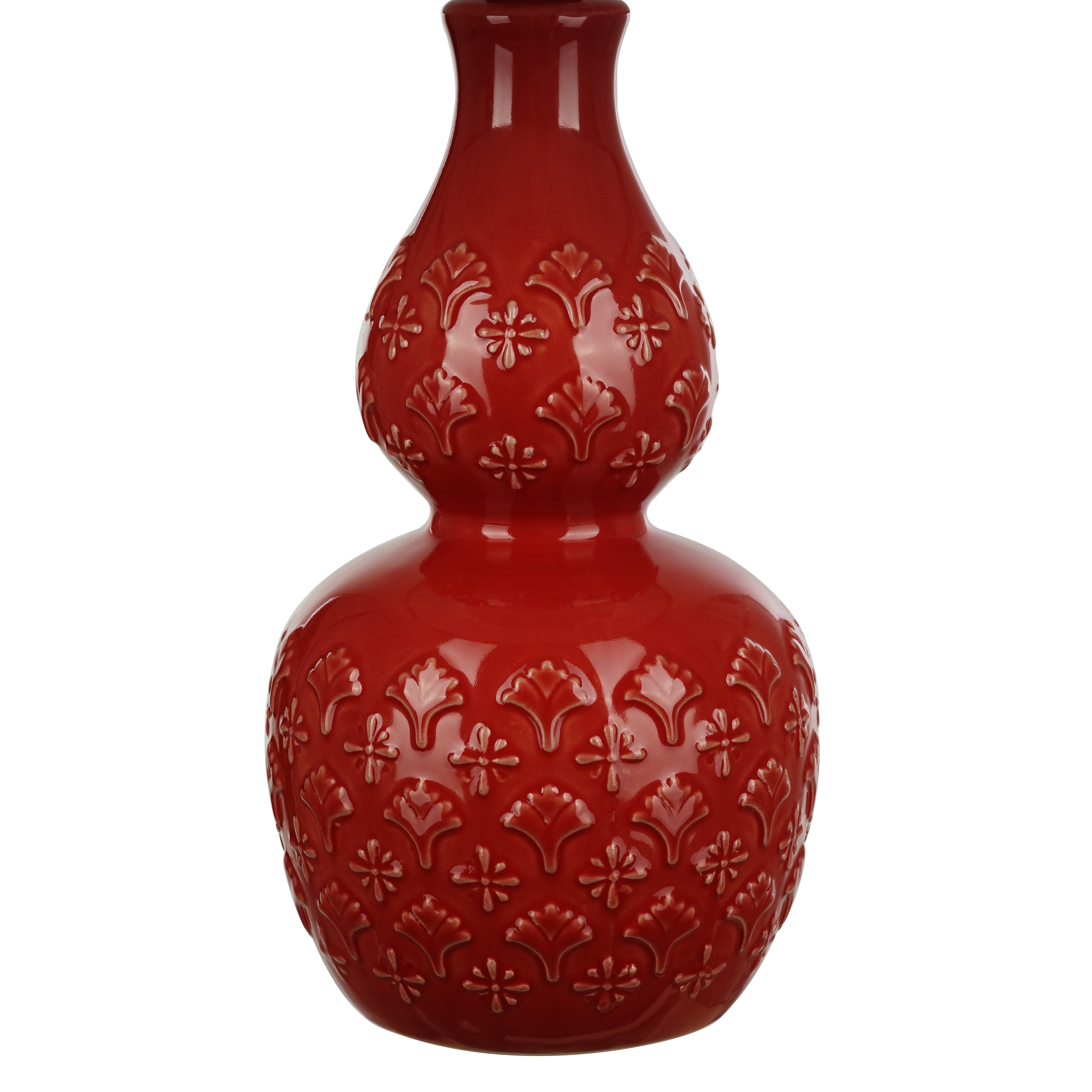The Pioneer Woman Vintage Floral Table Lamp, Red Ceramic Base, LED Bulb Included