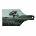 thumbnail image 1 of Black and White Cutting Board, Lonely Tree in the Rural Landscape Nature Hills and Outdoors Illustration, Tempered Glass Cutting and Serving Board, Wine Bottle Shape, Pale Grey, by Ambesonne, 1 of 1