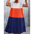 thumbnail image 2 of Jdlsppl Women's Short Sleeve Dresses Summer Flowy Short Ruffle Spring Casual Ruffled Cute Fashion Dress Navy Small, 2 of 4