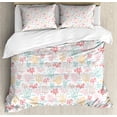 thumbnail image 1 of Under the Sea Duvet Cover Set Queen Size, Whimsical Hand Drawn Sea Life Waves Corals Algae in Soft Tones, Decorative 3 Piece Bedding Set with 2 Pillow Shams, White and Multicolor, by Ambesonne, 1 of 3