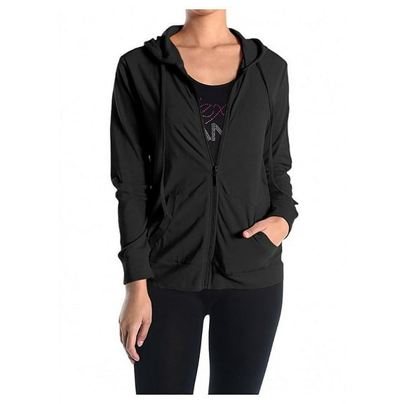 TheLovely Long Sleeve Drawstring Thin Workout Zip UP Hoodie Top
