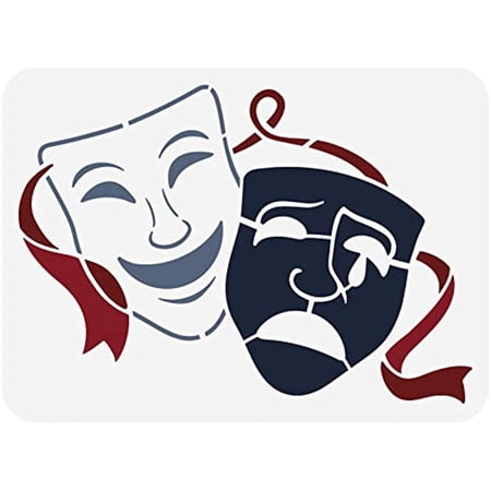 1pc Theater Masks Stencil 11.7x8.3inch Reusable Theatre Drama Comedy Style Stencils Large Size Theatre Greek Muse Stencil for Painting