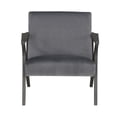 thumbnail image 3 of Pemberly Row 16'' Mid-Century Wood/Velvet Accent Chair in Gray, 3 of 7