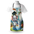 thumbnail image 4 of Cartoon Apron, Potty Training Champion Lettering Funny Toilet Scene with Happy Elephant, Unisex Kitchen Bib with Adjustable Neck for Cooking Gardening, Adult Size, Purpleblue Multicolor, by Ambesonne, 4 of 4