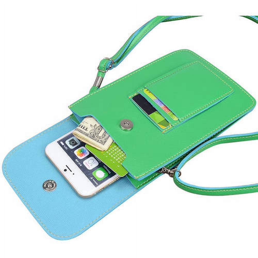 Handy Faux Leather Protective Vertical Wallet Carrying Case Purse bag with Shoulder Strap fits up to 6", 6.25" XL sized phones (or up to 7in x 4.25in)