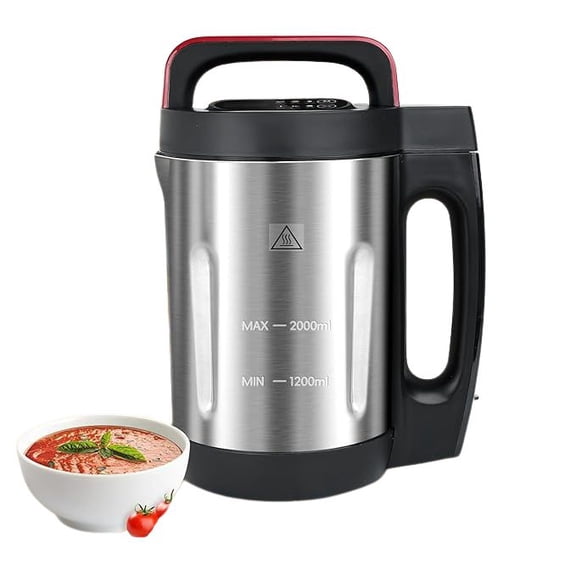 2L 6-in-1 Multifunctional Electric Soup Maker with LCD Panel Stainless Steel, 2-6 Servings Capacity Black