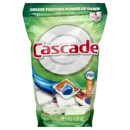 Cascade Citrus Scent Dishwasher Detergent Actionpacs, 20.3 oz