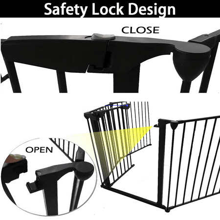 IAJXWI Protective Baby Gate, Metal Fireplace Fence, Lock Large Playpen for Baby/Toddler/Pet/Dog