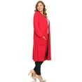 thumbnail image 3 of Women's Casual Plus Size Long Body Duster Cardigan with Pockets Made in USA, 3 of 5