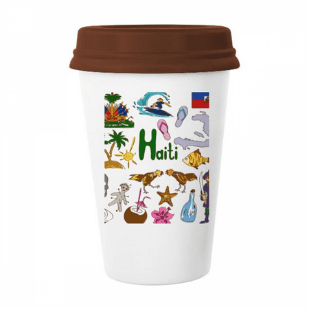 

Haiti Landscap Animals National Flag Mug Coffee Drinking Glass Pottery Cerac Cup Lid