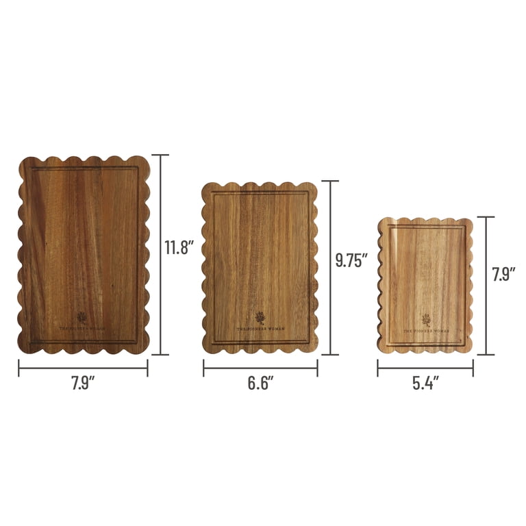 Acacia Wood Scalloped Cutting Boards, 3-Piece Set photo 5