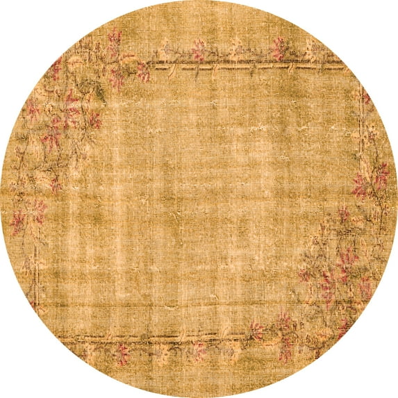 Ahgly Company Indoor Round Oriental Orange Asian Inspired Area Rugs, 4' Round