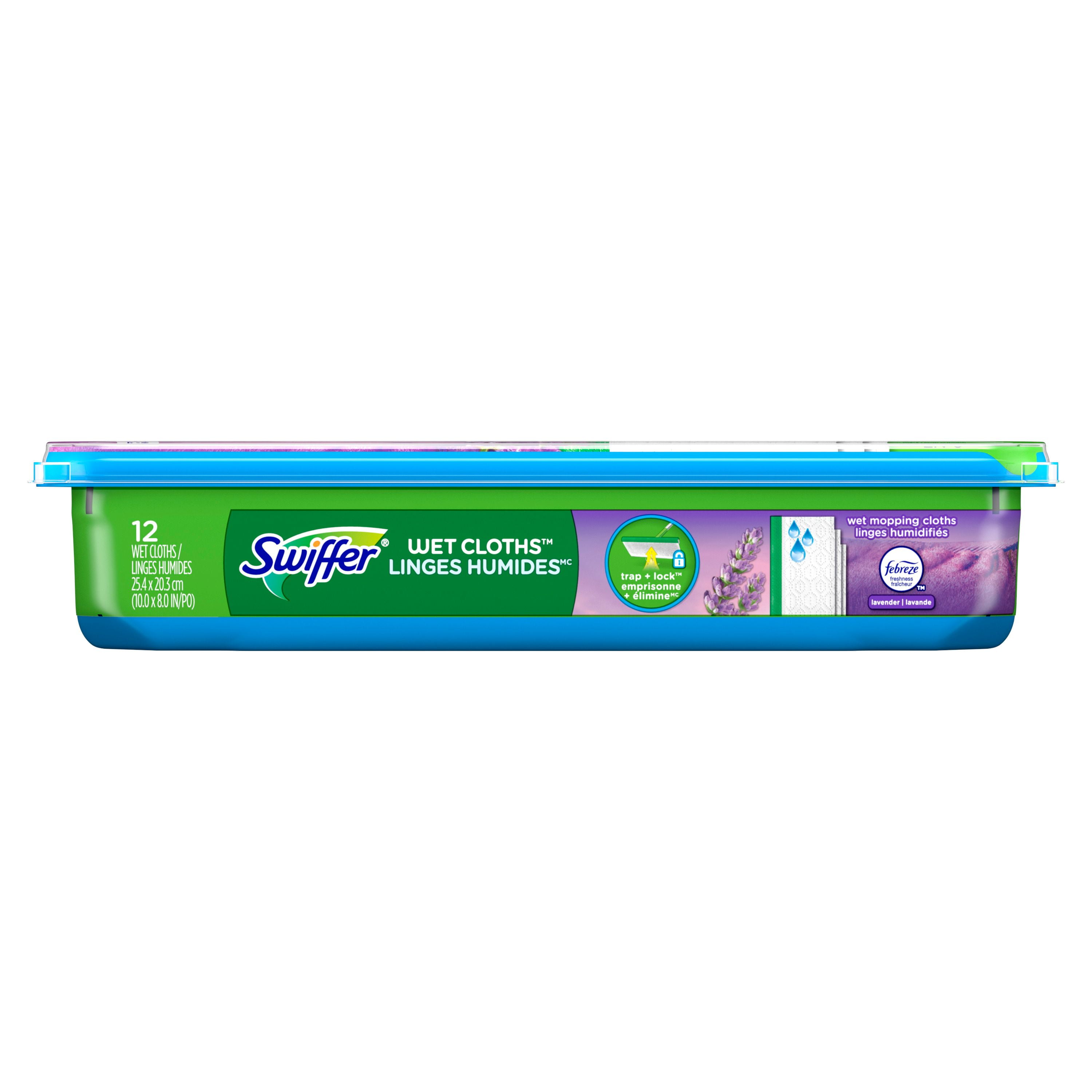 Swiffer Sweep + Mop, Wet Pads Refill, Floor Cleaner, Cleaning Cloths, Lavender, 12 Count