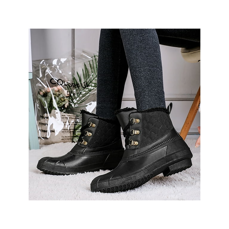 Womens black duck boots shop on sale