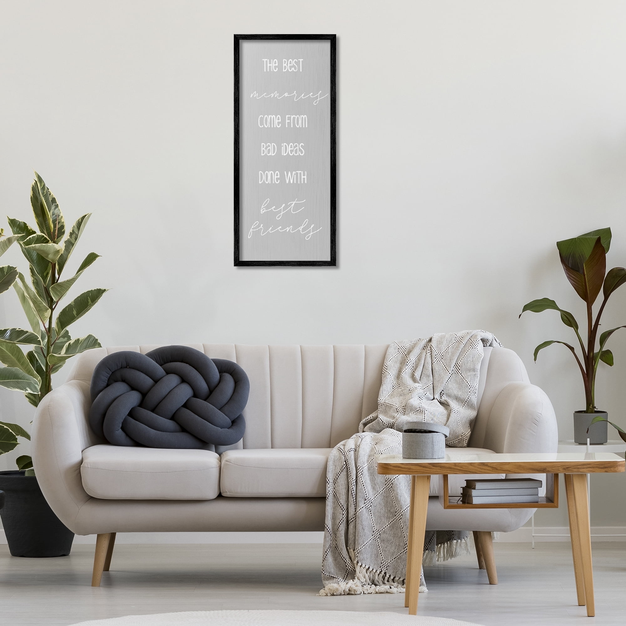 Stupell Industries Bad Ideas with Friends Typography Painting Black Framed Art Print Wall Art, 13 x 30