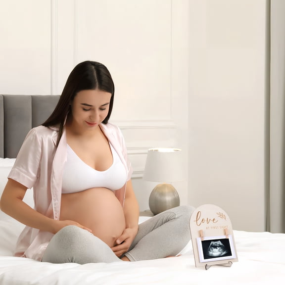 FELTECHELECTR Assorted Color Wooden Frame for Sonogram Photos with Multi Functional Stand