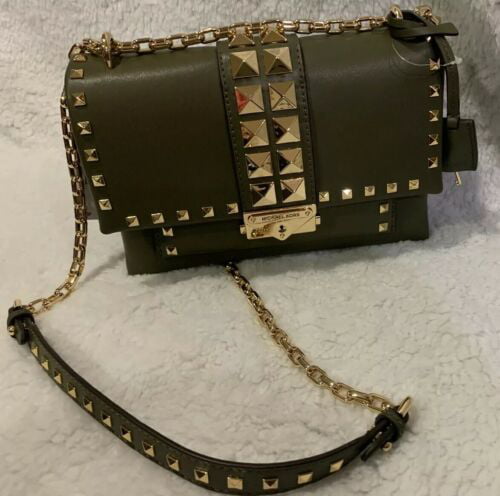 Michael Kors Ginny Brown Studded Chain Leather Crossbody Bag or Bag+wallet  Crossbody Studded Bag New Luggage Chain Medium - Michael Kors bag - | Fash  Brands