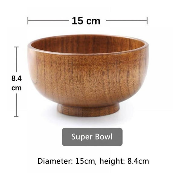 Magazine Creative Retro Japanese Style Round Rice Bowl Anti-Scalding Tableware Sour Date Wooden Soup Noddle Bowl