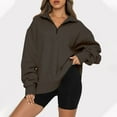 thumbnail image 4 of Inadays 10-Pack Women Half Zip Oversized Sweatshirts Long Sleeve Solid Color Hoodie Sweater Drop Shoulder Workout Teen Girls Fall Y2K Pullover Jacket, Brown, L, 4 of 5