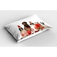 thumbnail image 2 of Ambesonne Christmas Pillow Sham 2 Pack, Funny Pets Gifts Photo, 36"x20", White Brown and Red, 2 of 3