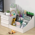 thumbnail image 2 of Organizador de maquillaje, caja de almacenamiento, tocador pequeño para cosméticos, lápiz labial, organizador de baño para dormitorio, encimera para mujeres y niñas (blanco), 2 of 5