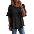 thumbnail image 6 of HCYSFG Womens Fringe Blouses Round Neck Short Ruffle Sleeve Empire Waist Relaxed Fit Peplum Shirts Boho Summer Tops, 6 of 6
