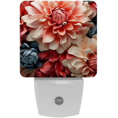

Aesthetic Flower Floral Seamless Pattern 2 Pack Night Lights Plug Into Wall Decorative With Auto Dusk-To-Dawn Sensor LED Night Light For Kids Adults Rooms Toilet Hallway Stairs