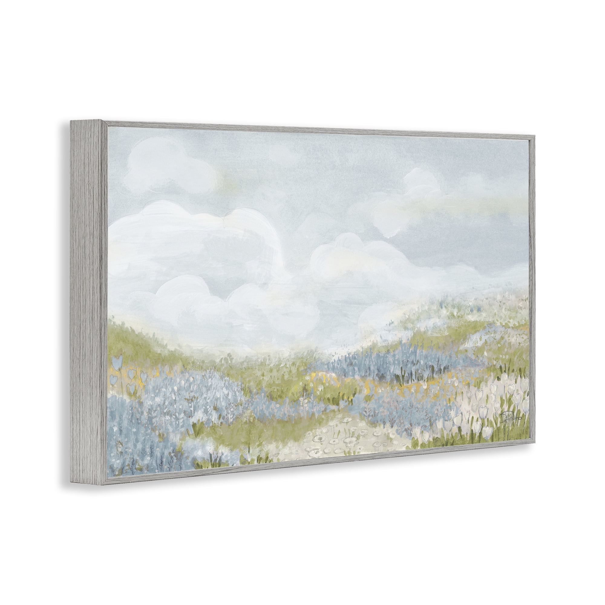 Stupell Industries Blue Floral Meadow Gray Framed Giclee Art, design by Patricia Pinto