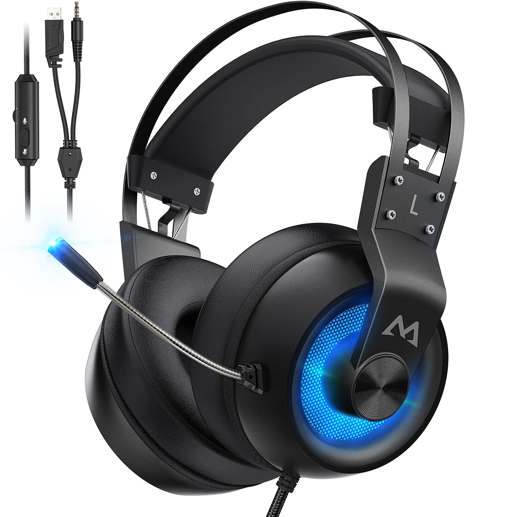 waarom niet revolutie Kleverig Mpow Gaming Headset with 360° Rotatable Noise Cancelling Mic for PS4 PC  Switch Mac Xbox, 7.1 Suround Sound, Over-Ear Headset with Soft Earmuffs,  3.5mm PS5 Headset with LED Lights, Red - Walmart.com
