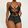 thumbnail image 2 of Traje de baño HUOGUO para mujer, vacaciones, playa, estampado con costuras divididas, 2 of 5
