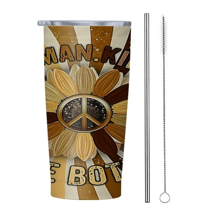 

Humankind Be Both Hippie 20oz Tumbler Insulated Stainless Steel Water Bottle Portable Travel Coffee Tea Mug Cup