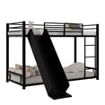 thumbnail image 5 of Harper & Bright Designs Twin Floor Bunk Bed with Slide, Twin Over Twin Metal Bunk Bed Frame with Ladder and Guardrail for Boys Girls, Black, 5 of 15