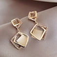 thumbnail image 3 of 1 Pair S925 Silver Gold Geometric Rhombus Cat Eye Dangle Earrings Luxury Elegant Fashion Jewelry for Women Christmas Gifts, 3 of 4