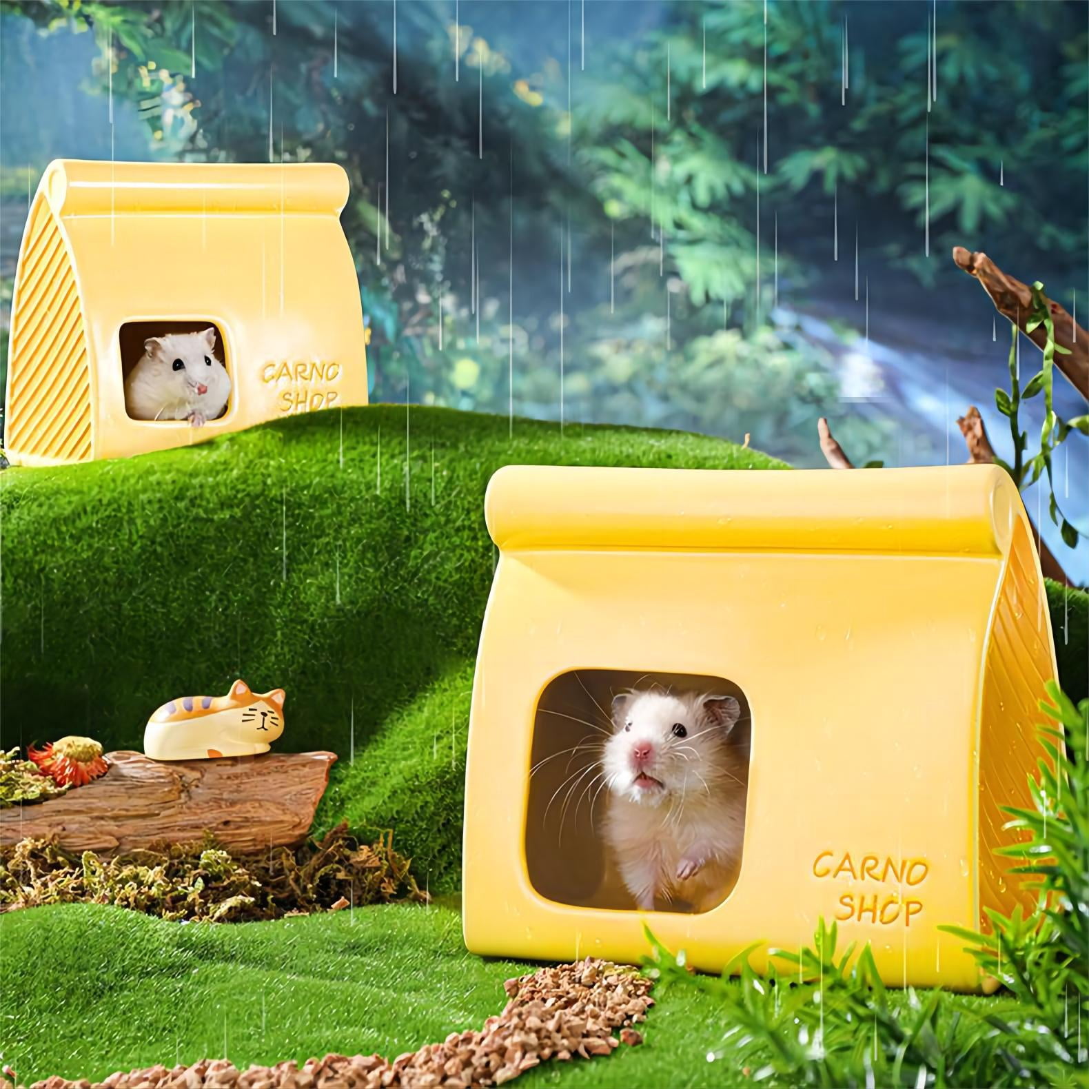 Hamster/Gold Bear/Dwarf Sugar Glider Shelter/Iggy Ceramic Yellow Small Animal House,Summer Cooling Supplies