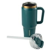 Thyme & Table 32 fl oz Stainless Steel Luna Tumbler with Handle and Dual Straw Lid, Teal
