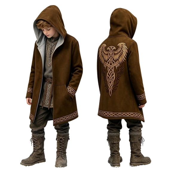 Gyexs Christian Hoodies for Kids Norse Mythology Hooded Cloak Halloween Themed Party Wear Brown 2-3 Years
