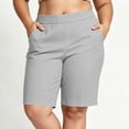 thumbnail image 2 of ZToonmas Women's Plus Size High Waist Pull on Bermuda Shorts Stretch Waist Straight Leg Knee Length Casual Golf Walking Shorts with Side Pockets, 2 of 8