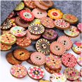 thumbnail image 4 of 100 Piezas Botones de Costura Botones de Madera Redondos Retro Geometrías de Pintura de Flores Botones Decorativos de 2 Agujeros Multicolor para Manualidades de Costura Adornos Hechos a Mano de Bricolaje 20 mm Rojo Verde MX-0132780FYD, 4 of 5