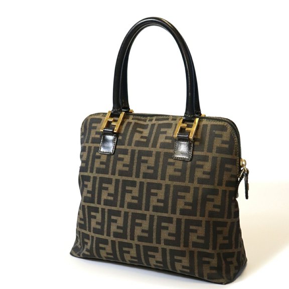 Pre-Owned FENDI Zucca handbag, nylon, brown, women's.