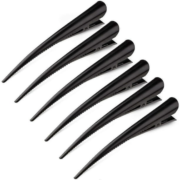 Large Alligator Hair Clips for Styling - 5 Inch Rust-Proof Duckbill Sectioning Clips, Non-Slip Salon Hair Clips (6 Pack, Black)