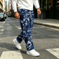 thumbnail image 2 of GrmtClth Mens Camo Baggy Sweatpants Loose Wide Leg Fit Stretch Waist Multi Flap Pocket Daily Streetwear Pants Blue 2XL, 2 of 8