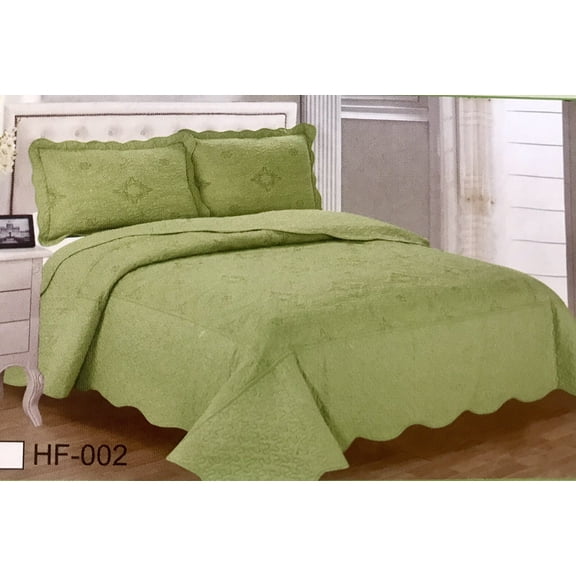 100% Cotton Quilt Bedspread Queen Size 3Pcs Reversible Embroidered 90”X100” 6lbs